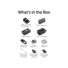 DJI Mic 2 (2 TX + 1 RX + Charging Case), All-in-one Wireless Microphone, Intelligent Noise Cancelling, 32-bit Float Internal Recording, 250m (820 ft.) Range, Microphone for iPhone, Android, Camera