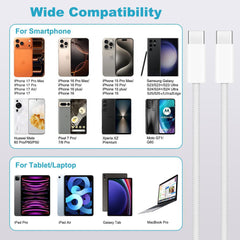 USB C to USB C Cable for IPhone 17/16/15, Fast Charger USB C for IPhone 17Air/16 Pro Max/15 Plus/16E,Charging Lead for iPad Pro 10/11th, Google Pixel 10/9/9a/8/7/6/5, Samsung Galaxy Z Flip 3/4/5/6