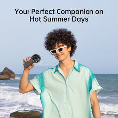 JISULIFE Handheld Portable Fan with Powerful Motor,LED Display,5000mAh Battery,5 Wind Speeds,Lanyard; USB Rechargeable Hand held Fan; Summer Essentials for Travel,Beach,Makeup,Concerts-Black