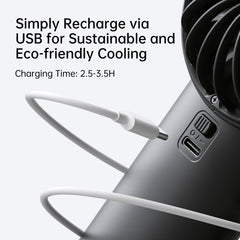 JISULIFE Handheld Portable Fan with Powerful Motor,LED Display,5000mAh Battery,5 Wind Speeds,Lanyard; USB Rechargeable Hand held Fan; Summer Essentials for Travel,Beach,Makeup,Concerts-Black