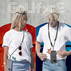 Golifyne 6mm Crossbody Phone Lanyard | 80-150cm Universal Phone Strap | w/ 2 Non-Adhesive Tether Tabs | Compatible with iPhone/Samsung/Huawei Smartphones (no cases included) - Teal
